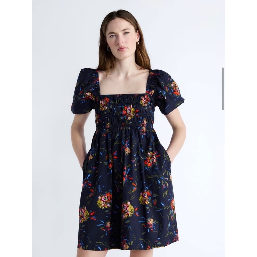 NWT Free Assembly Women's Floral Puff Sleeve Peasant Mini Dress Size XL‎ Cotton